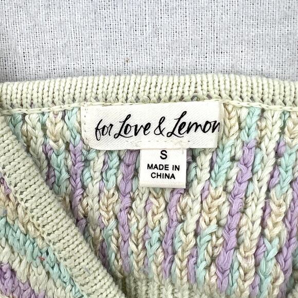 FOR LOVE AND LEMONS Corinna Bralette Womens Small Mint Sweater Knit Crop Chevron - Picture 8 of 16